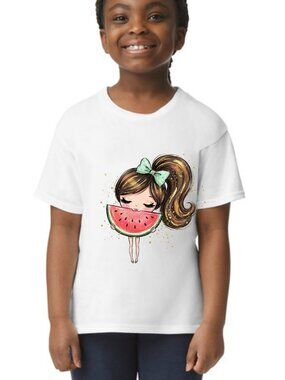 Youth XL Watermelon Cutie Tee | White DTF Graphic Shirt | Sweet Summer Girl Grap